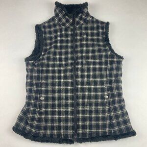 Woolrich Vest Women's Size Medium Wool Blend Faux Fur Plaid